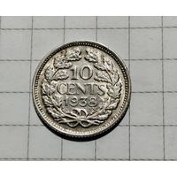 Нидерланды 10 центов 1938г