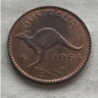 Австралия 1 пенни 1964 Елизавета II (Мельбург - без точки) - последний год чекана!