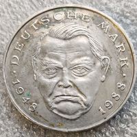Германия 2 марки 1992 г.  Людвиг Эрхард, 40 лет Федеративной Республике (1948-1988)