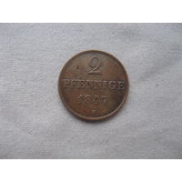 Ганновер 2 пфеннига 1847 год