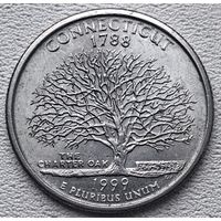 США 25 центов (квотер) 1999 Р Connecticut