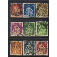 Швейцария 1908-15 Вып Сидящая Швейцария Стандарт #102-4,106-7,109,140-1