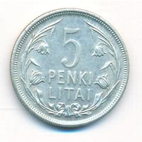 Литва 5 лит 1925 год Ag