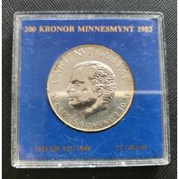 200 крон 1983 Швеция! Серебро 27,03 грамма 925 пробы 0,804 унции! 10 лет правления! Оригинальная упаковка монетного двора! ВОЗМОЖЕН ОБМЕН!