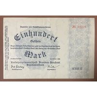 Банкнота 100 марок 1922 год. Дрезден-Нойштадт. Веймарская республика