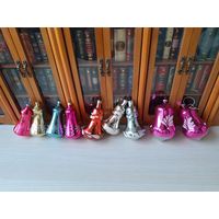 Елочные игрушки - колокольчики (один из них фосфорный - светится в темноте) - 9 штук