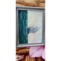 Парусник. Масло. Холст.рамка.