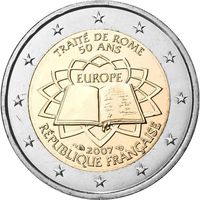 2 евро 2007 Португалия 50 лет подписания Римского договора UNC из ролла