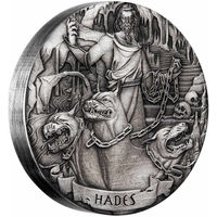 Острова Кука 2 доллара 2017г. "Боги Олимпа: АИД". Монета в подарочном футляре; номерной сертификат; коробка. СЕРЕБРО 62,27гр.(2 oz).