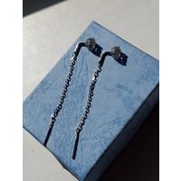 Серьги длинные с фианитами