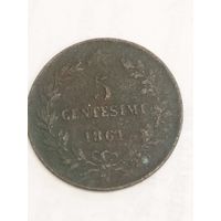 Италия 5 сентизим 1861