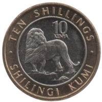 Республика Кения. 10 шиллингов 2018. UNC. Фауна. Лев.