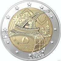 2 евро 2024 Франция Эйфелева башня UNC из ролла