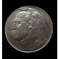 10 злотых 1937 г. Юзеф Пилсудский.  Польша.  Серебро