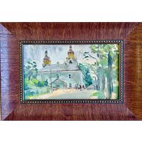 Кубарев В.Г. Пейзаж. 1981г. ДВП, масло. Размер с рамой 37,5х26,5 см.