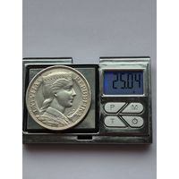 5 лат 1931 года. Латвия, Первая Республика (1922 - 1940). Серебро 835. Монета не чищена. В2 45625.