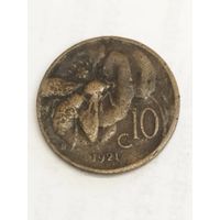 Италия 10 сентизим 1921