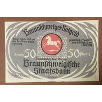 Нотгельд 50 пфеннигов 1921 год. Брауншвейг. Веймарская республика
