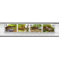 Куба 2003. Фауна WWF. Крокодилы 4 марки сцепка (4553-56)
