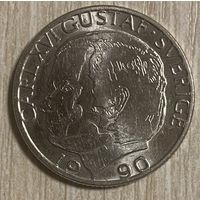 Монета 1 крона 1990 год. Швеция. Король Карл XVI Густав