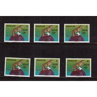 Заир(Конго)-1974,(Мих.484-489)  ** , Спорт, ЧМ по футболу, Фауна