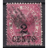 51.BrKCI. Великобритания. Колонии. Британский Гондурас. Стандарт. Виктория. Надпечатка нового номинала. 1888 г. 2C. Mi.#21.