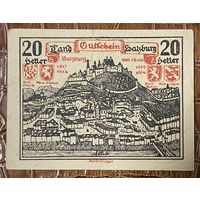 Нотгельд Австрия Зальцбург 20 геллеров 1920 год