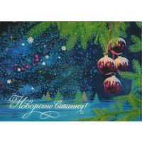 Чистая открытка 1973г. УССР "С Новым годом! Еловая ветка" фото В. Лисецкий и К. Шамшин