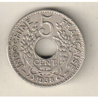 Французский Индокитай 5 сантим 1938