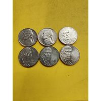 5 центов разных годов 6 шт. . СМОТРИТЕ ДР. МОИ ЛОТЫ! Большая распродажа!