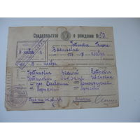 1928 г. Свидетельство о рождении