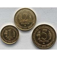 Французские Антарктические территории (Остров Хуан-ди-Нова) 1, 2, 5 франков 2024 г. Набор 3 шт.