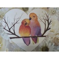 Картина" птички " в виде сердечка, акрил, с рубля