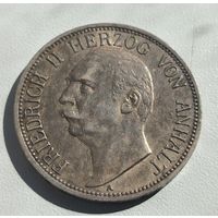 3 марки 1909 Ангальт Германская империя - редкая! Остатки блеска!