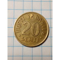 20 центов Эстония 1992 год.