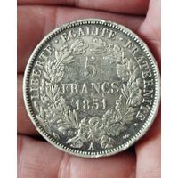 5 франков 1851 ,серебро