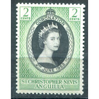 Британские колонии - Сент-Кристофер-Невис-Ангилья - 1953г. - коронация королевы Елизаветы II - 1 марка - полная серия, MLH [Mi 112]. #2-Bc-D-KS-1
