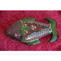 Шкатулка ,дерево " Рыбка " 6,5 см х 11 см , высота 3,5 см