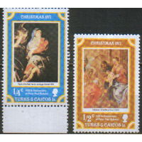 2 марки из серии 1977г. Теркс и Кайкос "Рождество. 400-летие Питера Пауля Рубенса" MNH