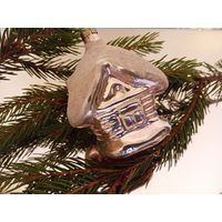 Ёлочная игрушка СССР. Домик с заснеженной крышей