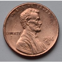 США, 1 цент  1986 г. D