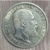 Монета 5 марок 1913 год. Вюртемберг. Германская империя.