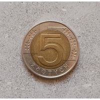 5 злотых 2015 года Польша. Третья Республика. Родная патина!
