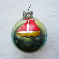 Елочная игрушка, шарик "Алые паруса", стекло, диам. 6 см