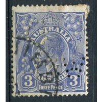 Австралия - 1926г. - король Георг V, перфорация 13 1/2:12 1/2, перфин 3 P - 1 марка - гашёная [Mi 75]. #3-WB-81-A-1