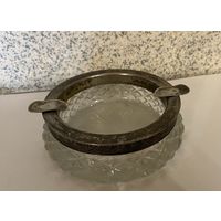 Пепельница времен СССР - серебро и хрусталь