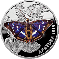 Переливница большая.Пераліўніца вялікая (Apatura iris). Серебро. 20 рублей ,