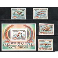 Кот-Дивуар-1983 (Мих.787В-790В,БЛ.25В) ** , Спорт, ОИ-1984, (полная серия),БЗЦ