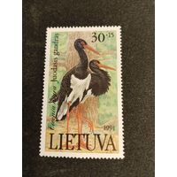 Литва 1991 черный аист