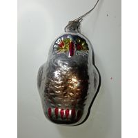 Ёлочная игрушка  - Сова . СССР  . Стекло .